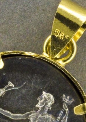 Alexander the Great Greek Silver Coin Pendant in 14 Carat Gold Bezel - Drachm, Amphipolis, 336-323 BC